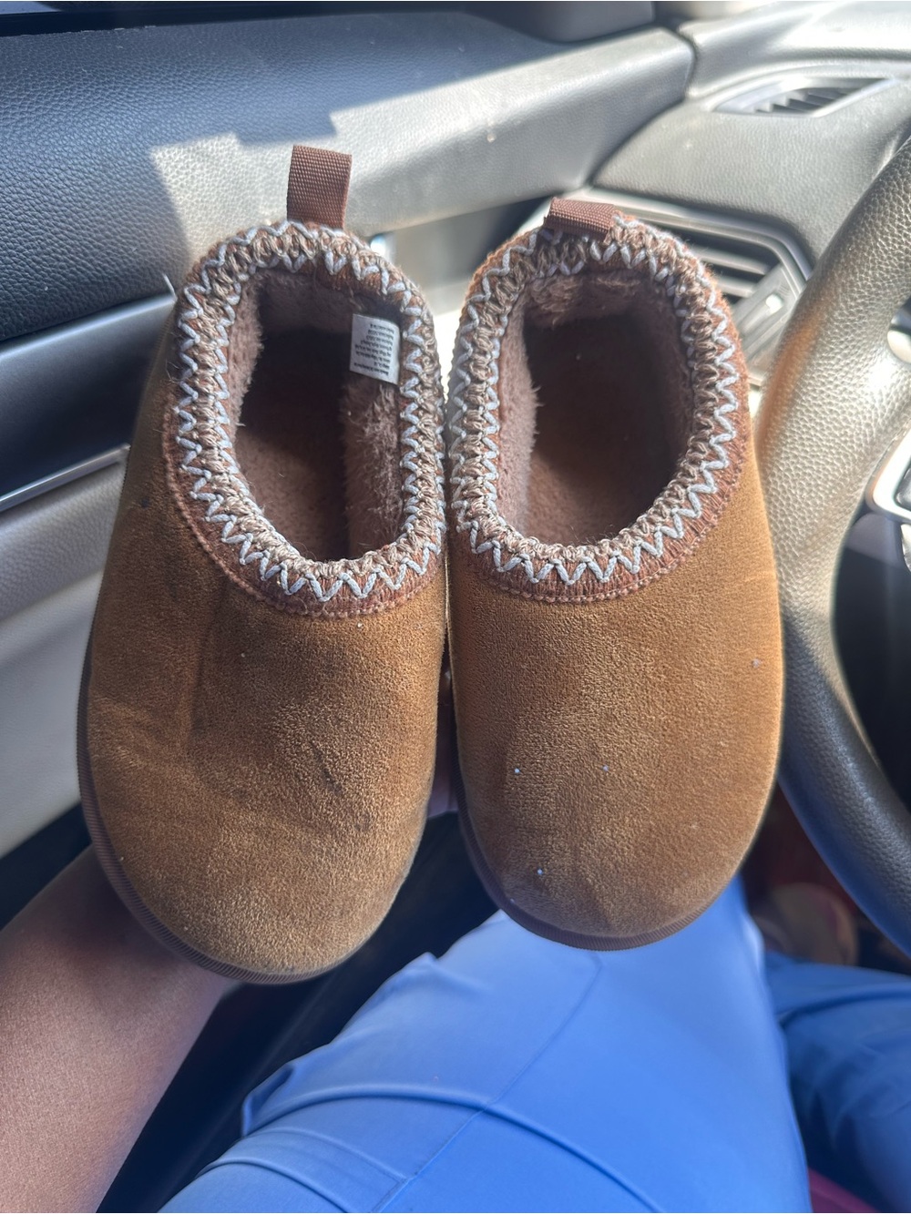 Kids Brown Slip-On Fleece-Lined Shoes